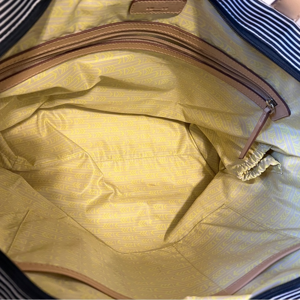 STELLA & DOT "How Does She Do It" Purse/ Tote Blue & White Stripe Adjustable - Picture 11 of 13